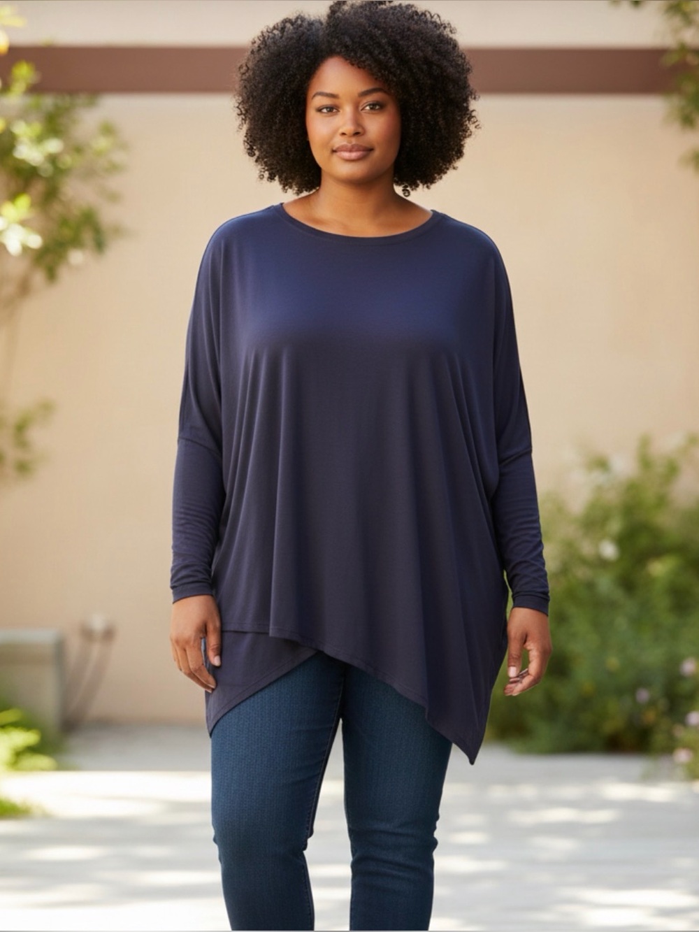Athleta Sporty Deep Purple Oversized Asymmetrical Long Sleeve Top